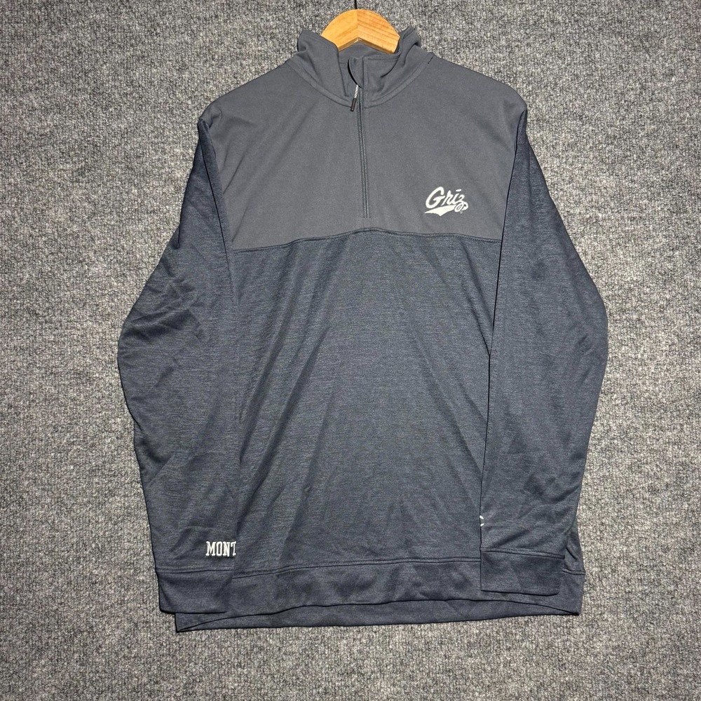 University‎ of Montana Grizzlies 1/4 Zip Pullover Gray Long Sleeve Mens Sz Large